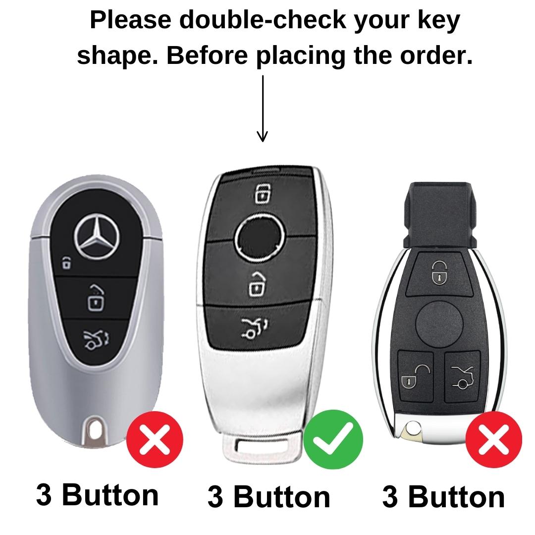 mercedes benz a-class c-class 3 button smart key metal key cover case accessories keychain