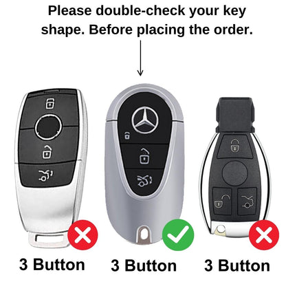 Metal Alloy Key Cover Compatible for Mercedes Benz E-Class | S-Class | G-Class 2 Button Smart Key