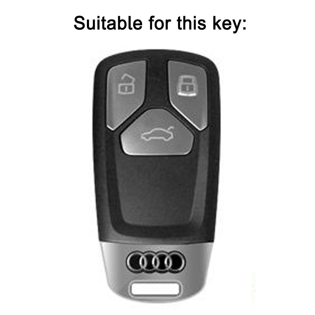 TPU Leather Key Cover Compatible for Audi A4 | S4 | B7 | B8 | A6 | A5 | A7 | A8 | Q5 | S5 | S6 | Q7 3 button smart with Keychain 2