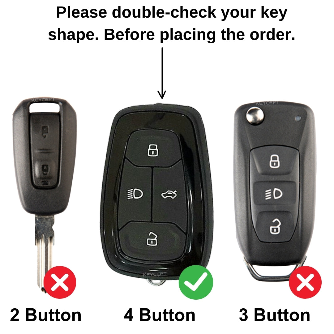 Tata Titanium Genuine Leather Car Key Cover  with Keychain (Type M7)