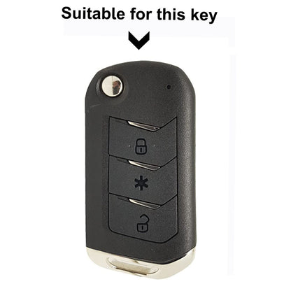 Leather Key Cover Compatible for Mahindra Thar | Scorpio | TUV | Bolero | XUV 700 | Marazzo 3 Button Flip Key Cover with Keychain 1