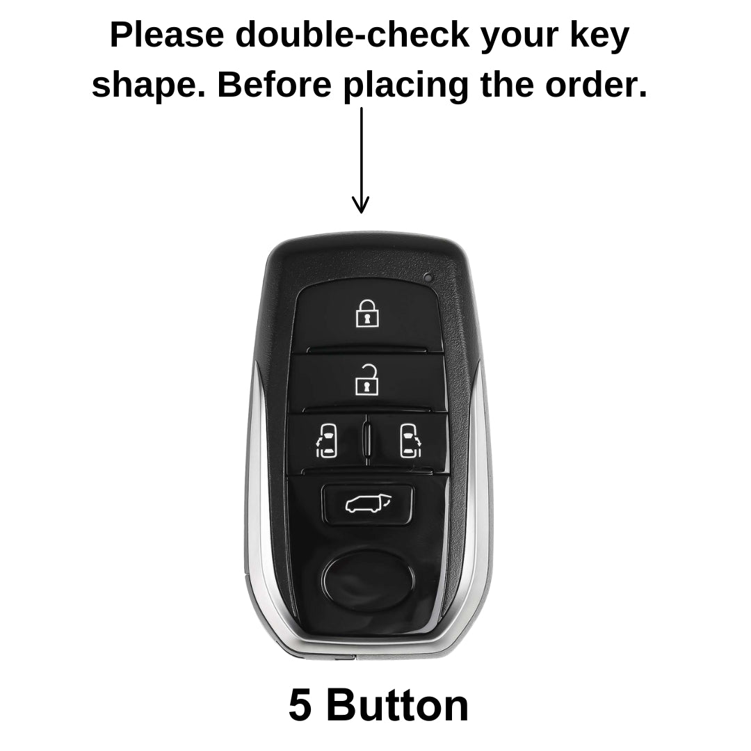 Keycept Metal Alloy Car Key Cover for Toyota Vellfire 5 Button Smart Key with keychain (Type M2)