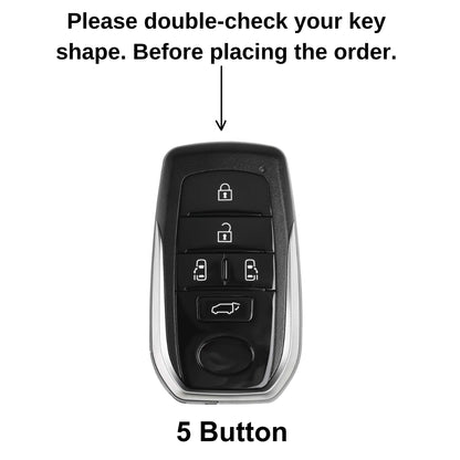 Keycept Metal Alloy Car Key Cover for Toyota Vellfire 5 Button Smart Key with keychain (Type M2)