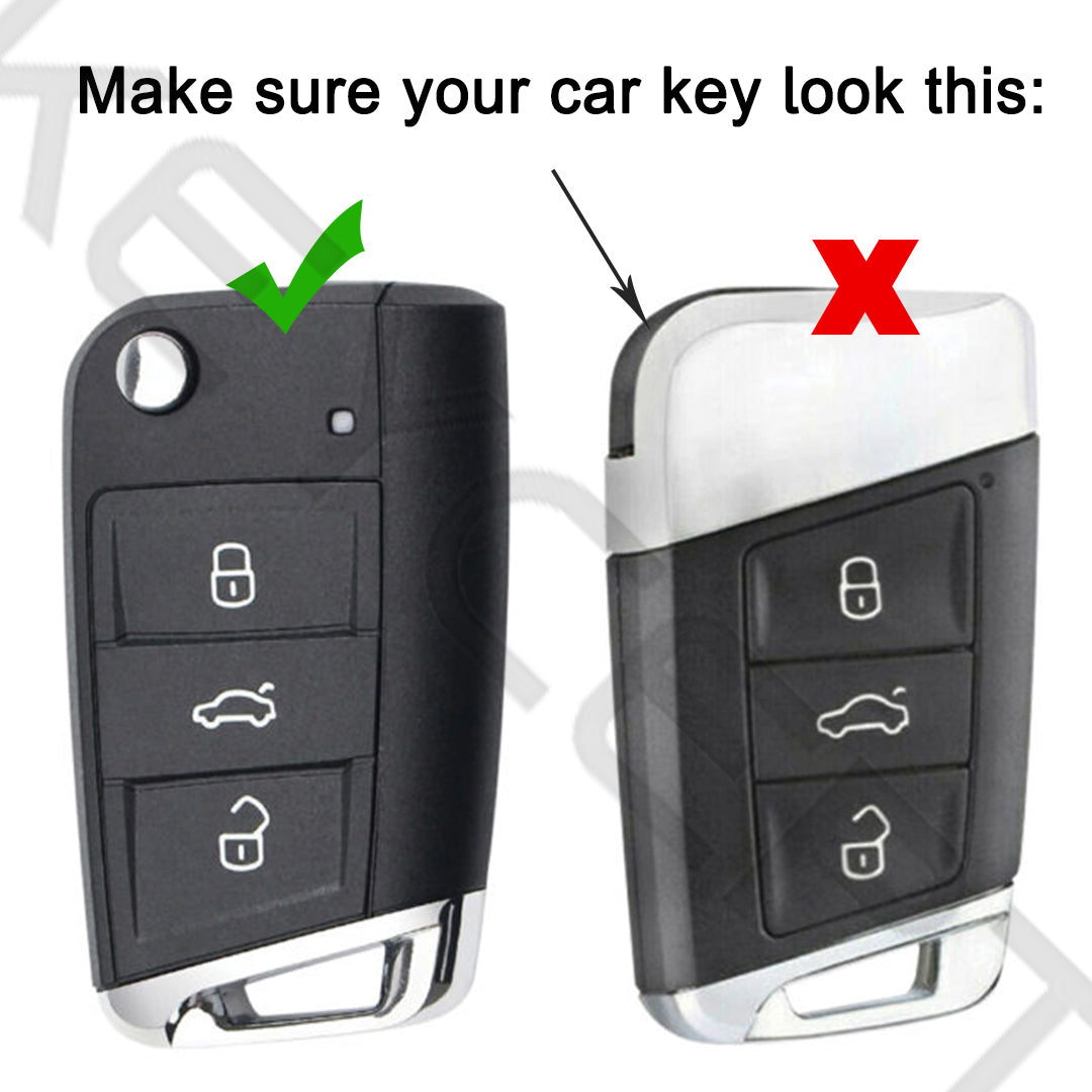 Skoda/Volkswagen Silver Line TPU Key Cover with Keychain