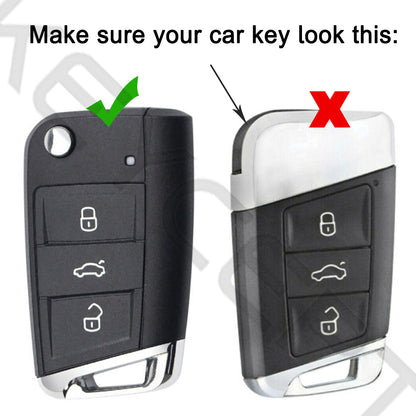 Skoda/Volkswagen Silver Line TPU Key Cover with Keychain