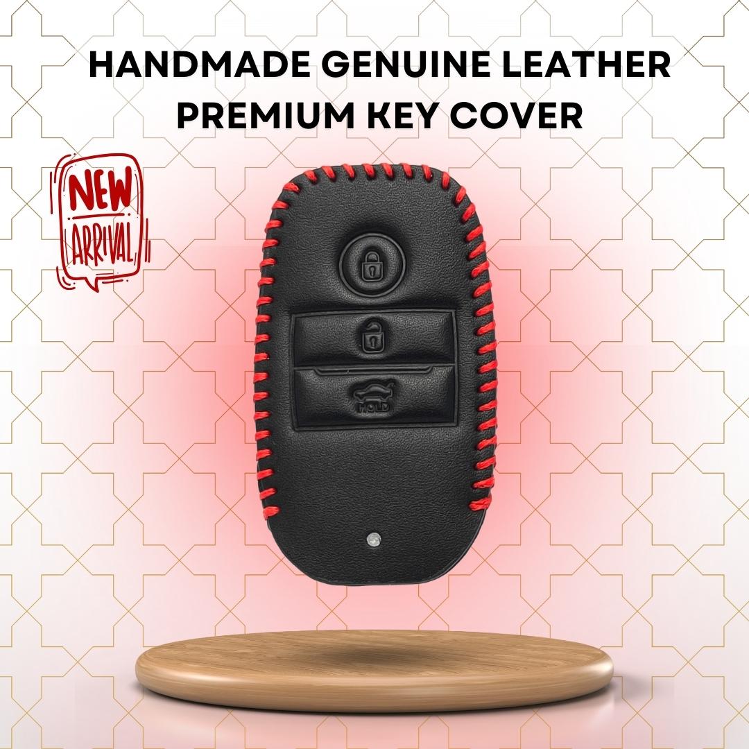 keycept leather key cover seltos sonet 3 button smart shell case