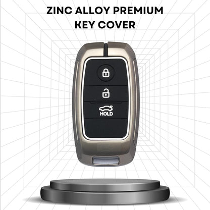 kia seltos sonet carens 3 button smart shell metal alloy zinc case key cover keychain silver