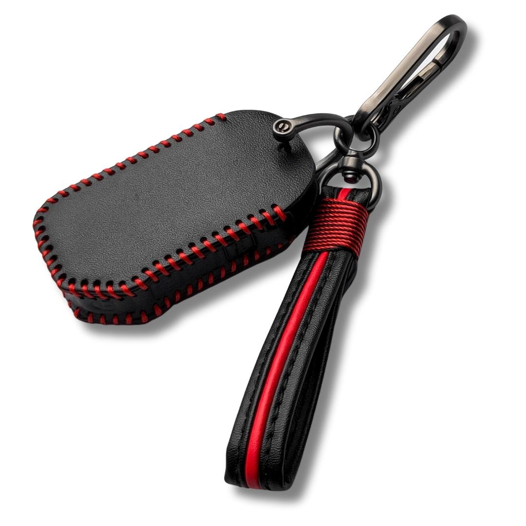 keycept classic leather gun key cover seltos sonet 2023 2024 4 button smart shell case key cover key chain black 