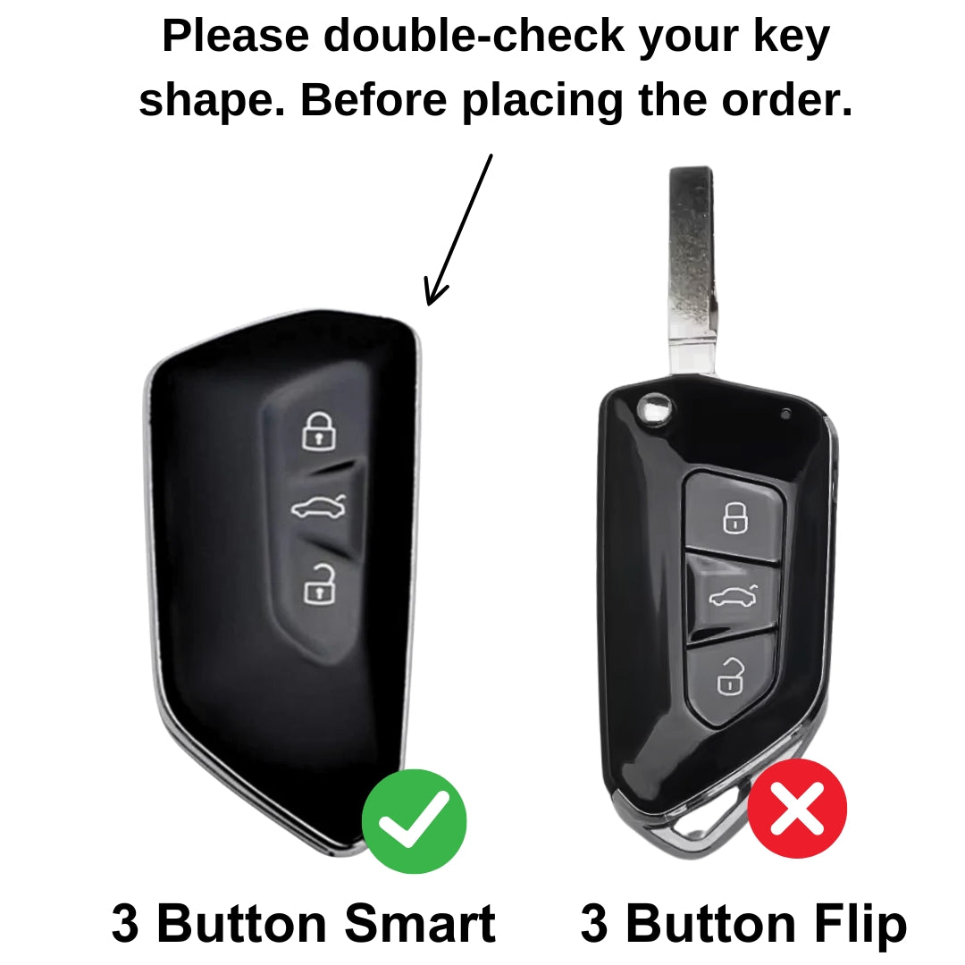 Skoda/ Volkswagen Metal Alloy Key Cover with Keychain (Type M1)