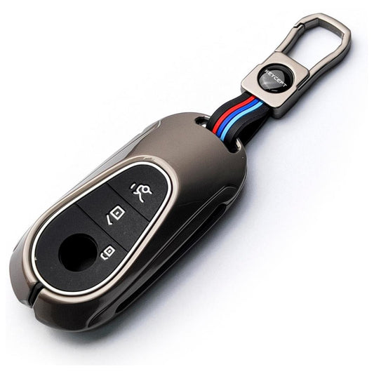 bmw mercedes benz e-class s-class g-class 2 button smart  key shell case metal alloy zinc gun key cover silver