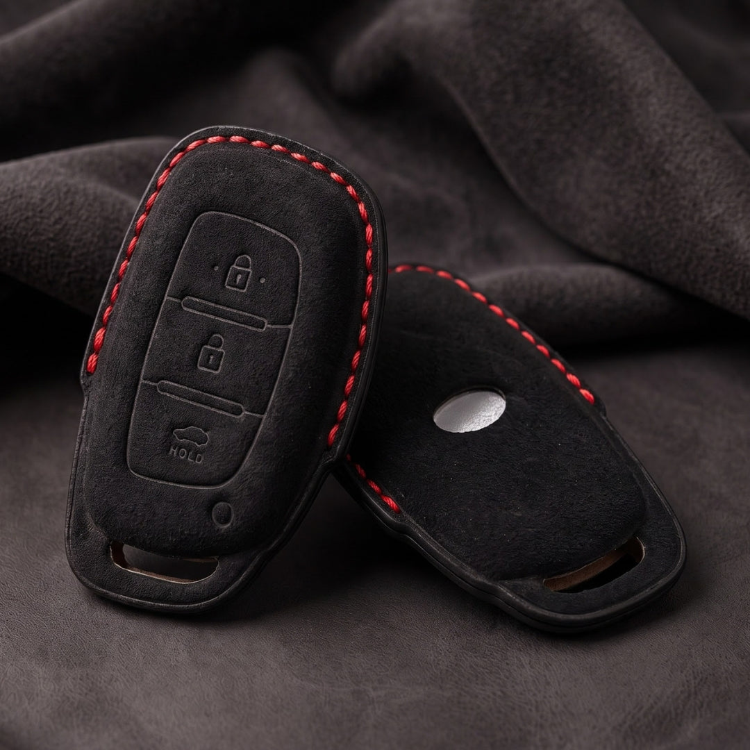 Hyundai Alcantara Crest Car Key Cover with Keychain (Type K10)