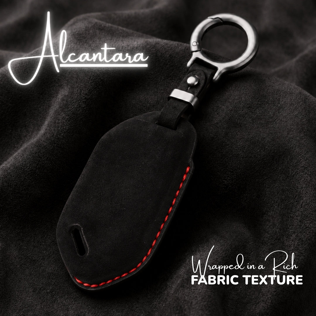 Kia Alcantara Crest Car Key Cover with Keychain (Type 10)