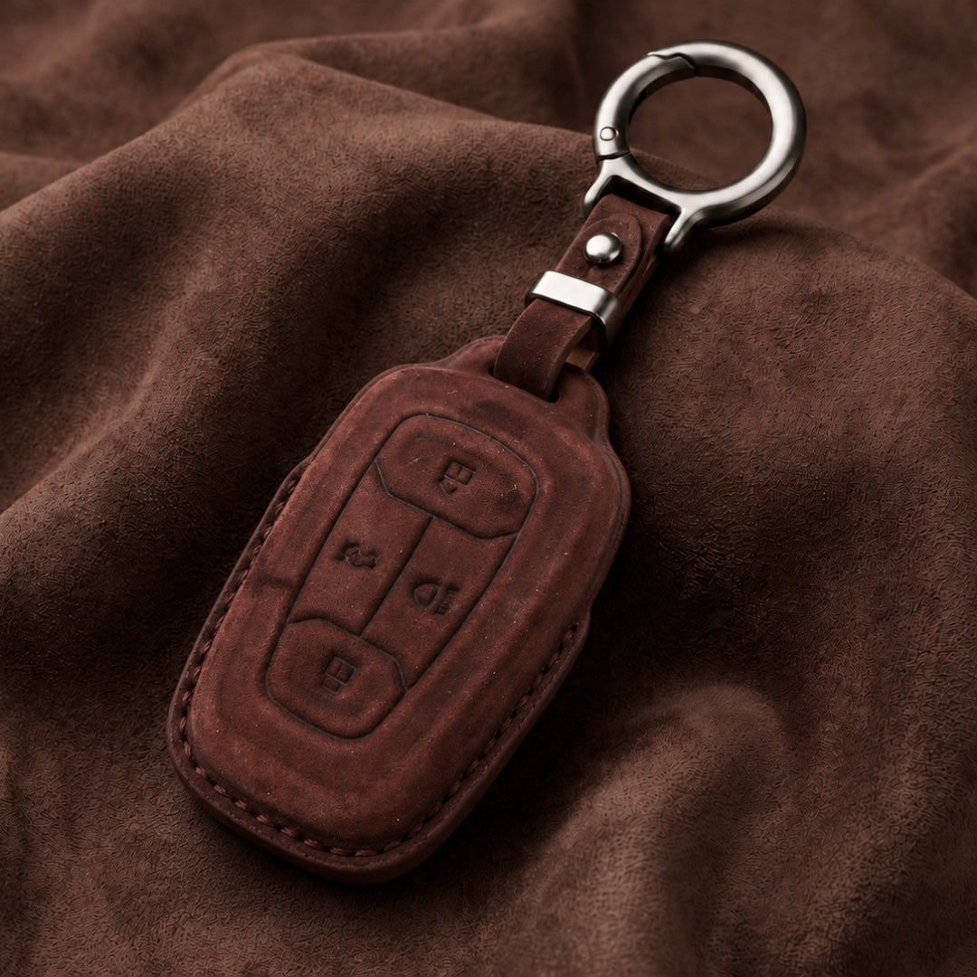 TATA Alcantara Crest Car Key Cover with Keychain (Type 10)