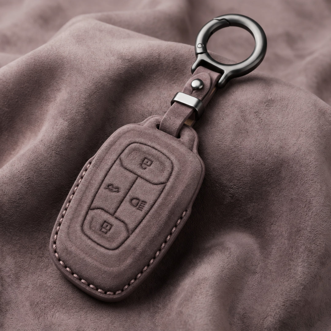 TATA Alcantara Crest Car Key Cover with Keychain (Type 10)
