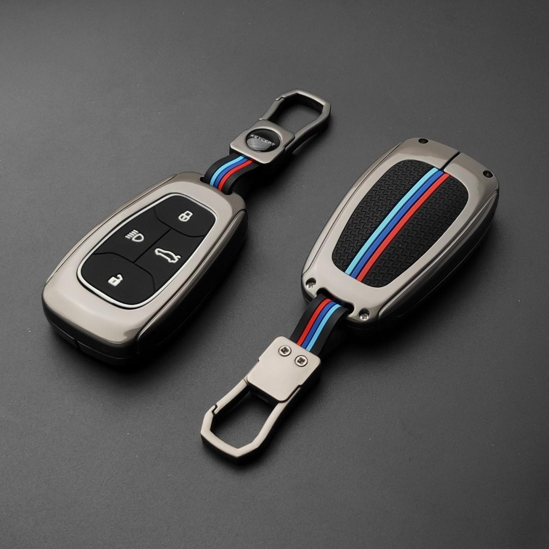 Metal Alloy Key Cover Compatible for Tata Nexon, Harrier
