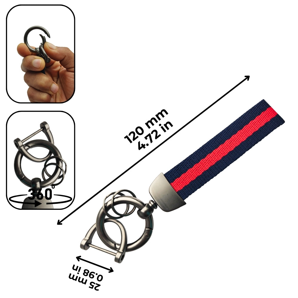 Nylon car Keychain & Universal Key Fob with 360 Degree Rotatable Design. (Type 7)