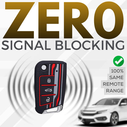 Keycept Tristar Silicone Car Key Cover for Skoda Kushaq, Octavia, Kodiaq, Superb, Slavia, Passat, Virtus, T Roc 3 Button Flip Key with Keychain (Type K4)