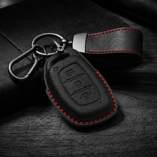 Hyundai Vintage Leather Key Cover with Keychain (Type K9)