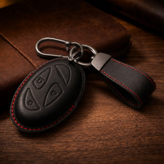 Hyundai Vintage Leather Car Key Cover with Keychain (Type K9)