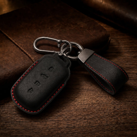 Tata Vintage Leather Car Key Cover with Keychain (Type K9)