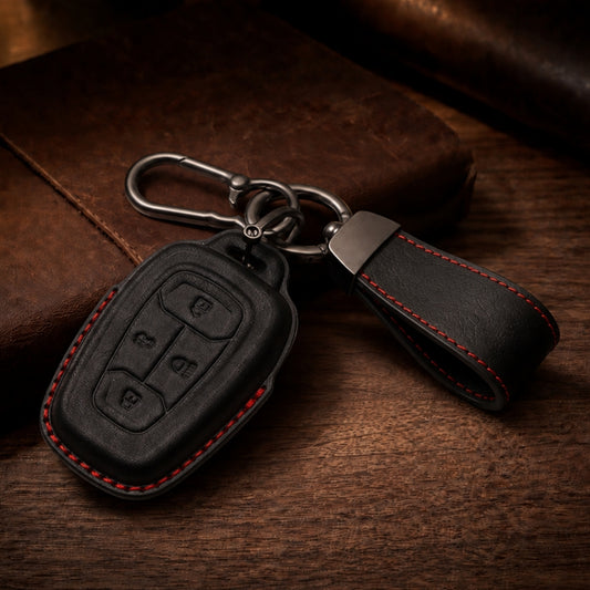 Tata Vintage Leather Car Key Cover with Keychain (Type K9)
