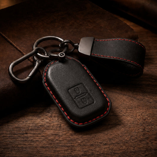 Suzuki Vintage Leather Car Key Cover with Keychain (Type K9)