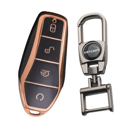 BYD Gold Line TPU Car Key Cover with Keychain (Type 2)