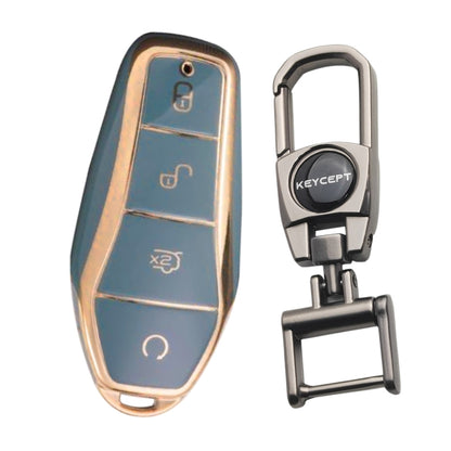 BYD Gold Line TPU Car Key Cover with Keychain