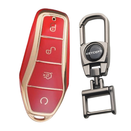 BYD Gold Line TPU Car Key Cover with Keychain