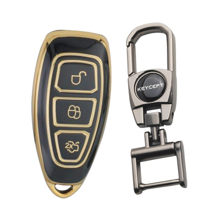 Ford Gold line TPU Key Cover with Keychain (Type 2)