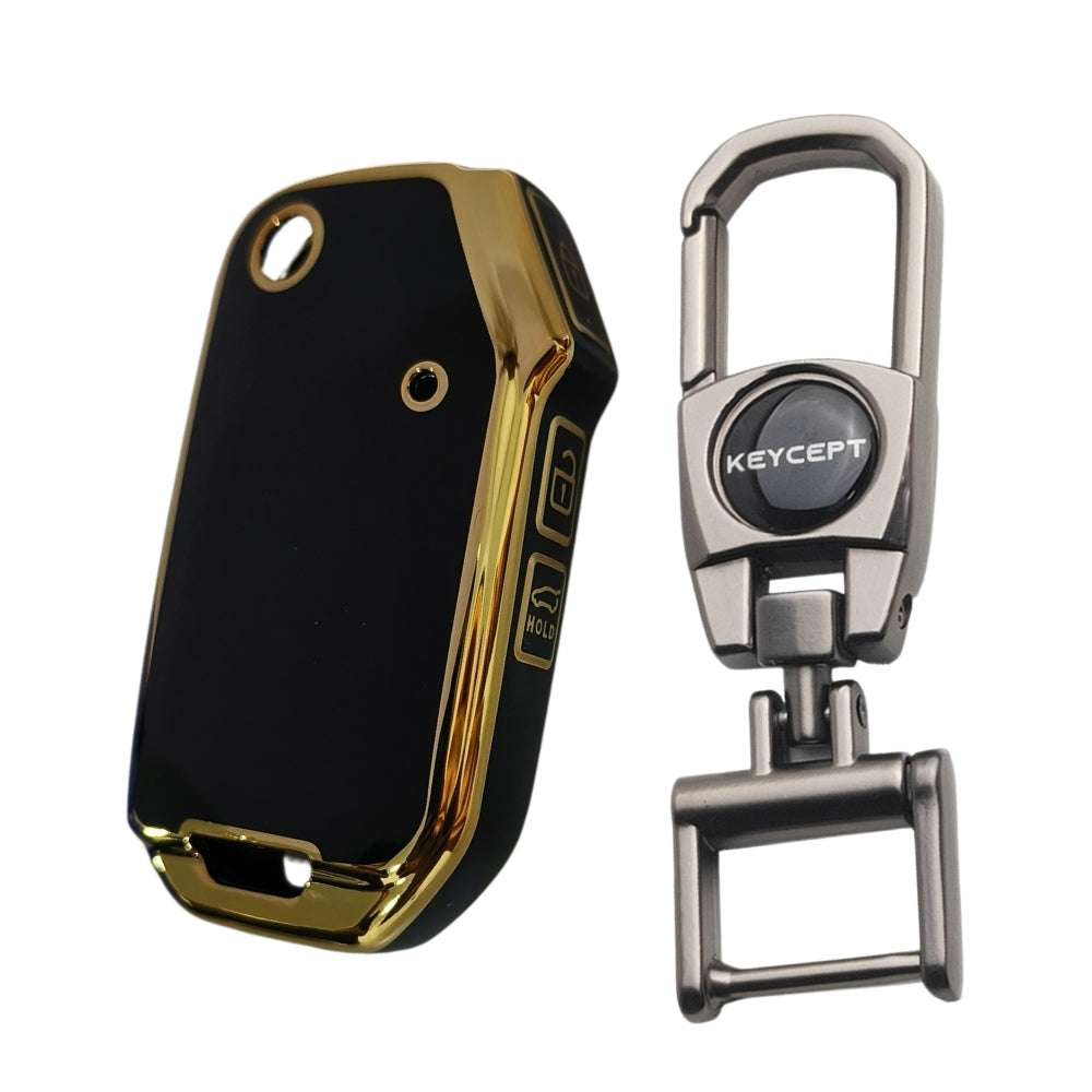 Kia Gold Line TPU Key Cover with Keychain