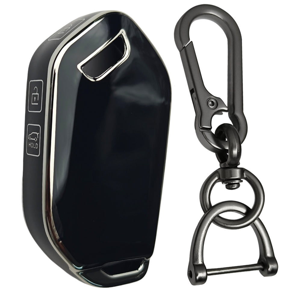 Keycept Silver Line TPU Car Key Cover for Kia Syros, EV6, EV9 4 Button smart key with keychain (Type K1)