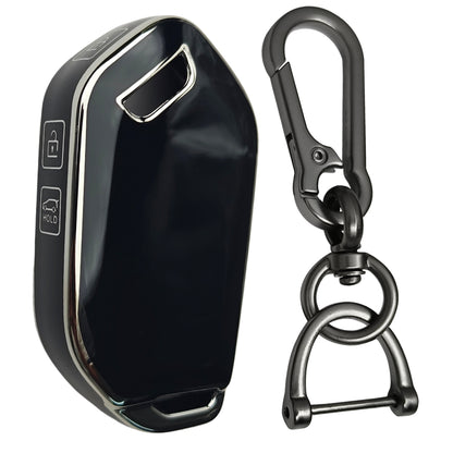 Keycept Silver Line TPU Car Key Cover for Kia Syros, EV6, EV9 4 Button smart key with keychain (Type K1)