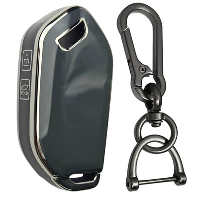 Keycept Silver Line TPU Car Key Cover for Kia Syros, EV6, EV9 4 Button smart key with keychain (Type K1)