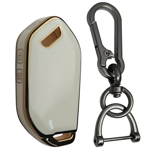 Keycept Gold Line TPU Car Key Cover for Kia Syros, EV6, EV9 4 Button smart key with keychain (Type K1)