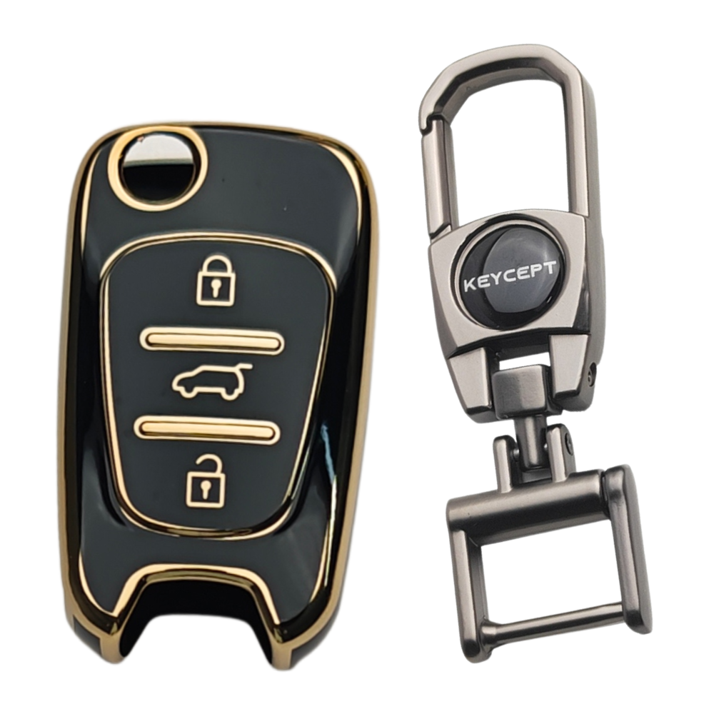 Hyundai Gold Line TPU key Cover with Keychain. (Type 2)