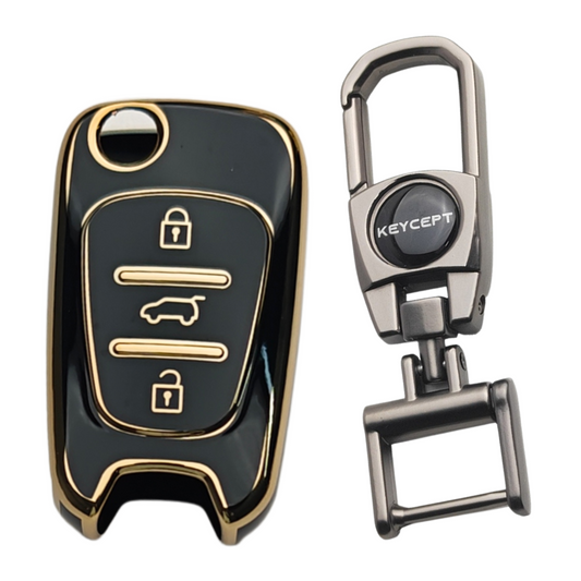 Hyundai Gold Line TPU key Cover with Keychain. (Type 2)
