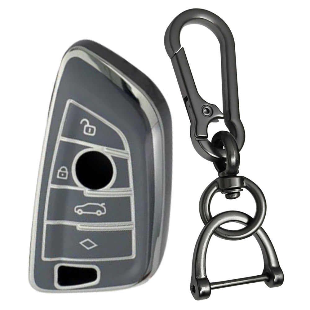 BMW Silver Line TPU Key Cover for with Keychain