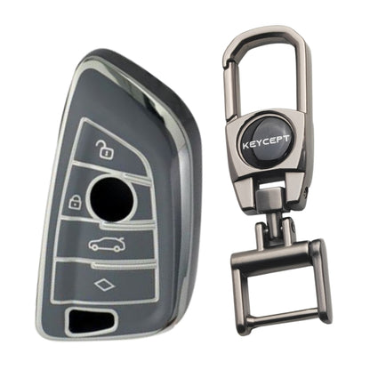 BMW Silver Line TPU Key Cover for with Keychain