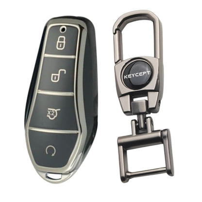 BYD Silver Line TPU Car Key Cover with Keychain