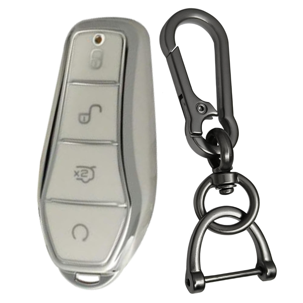 BYD Silver Line TPU Car Key Cover with Keychain