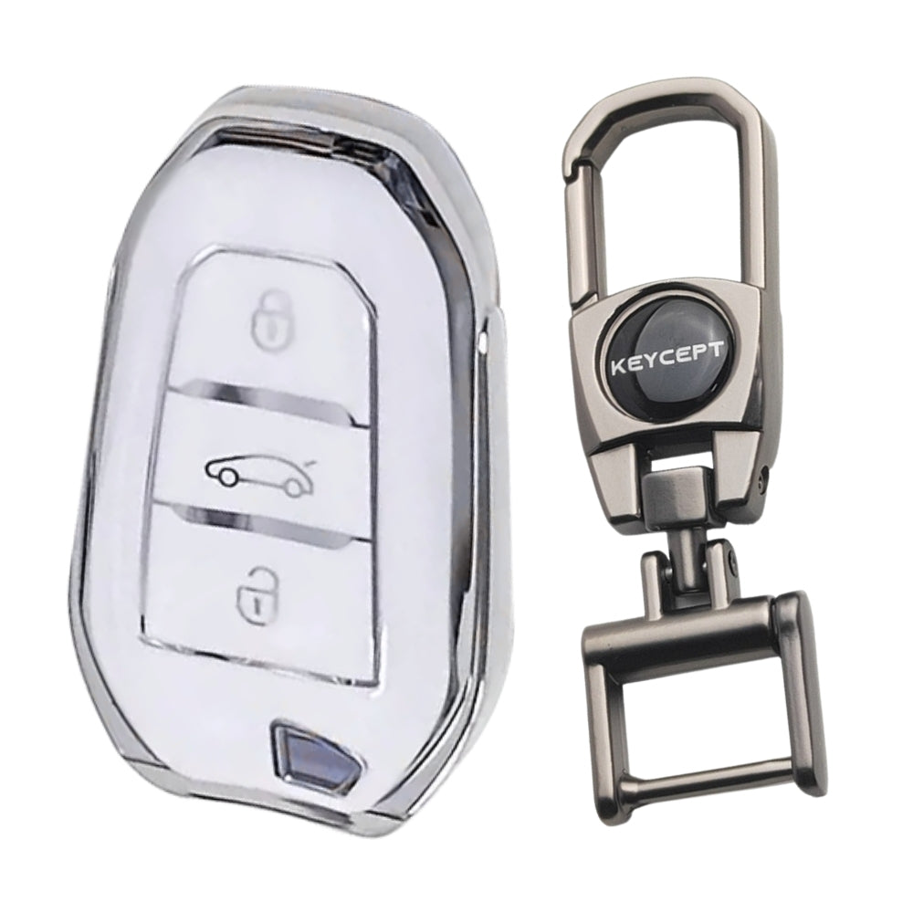 Citroen Silver Line TPU Key Cover with Keychain