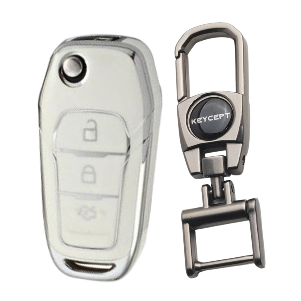 Ford Silver Line TPU Key Cover with Keychain