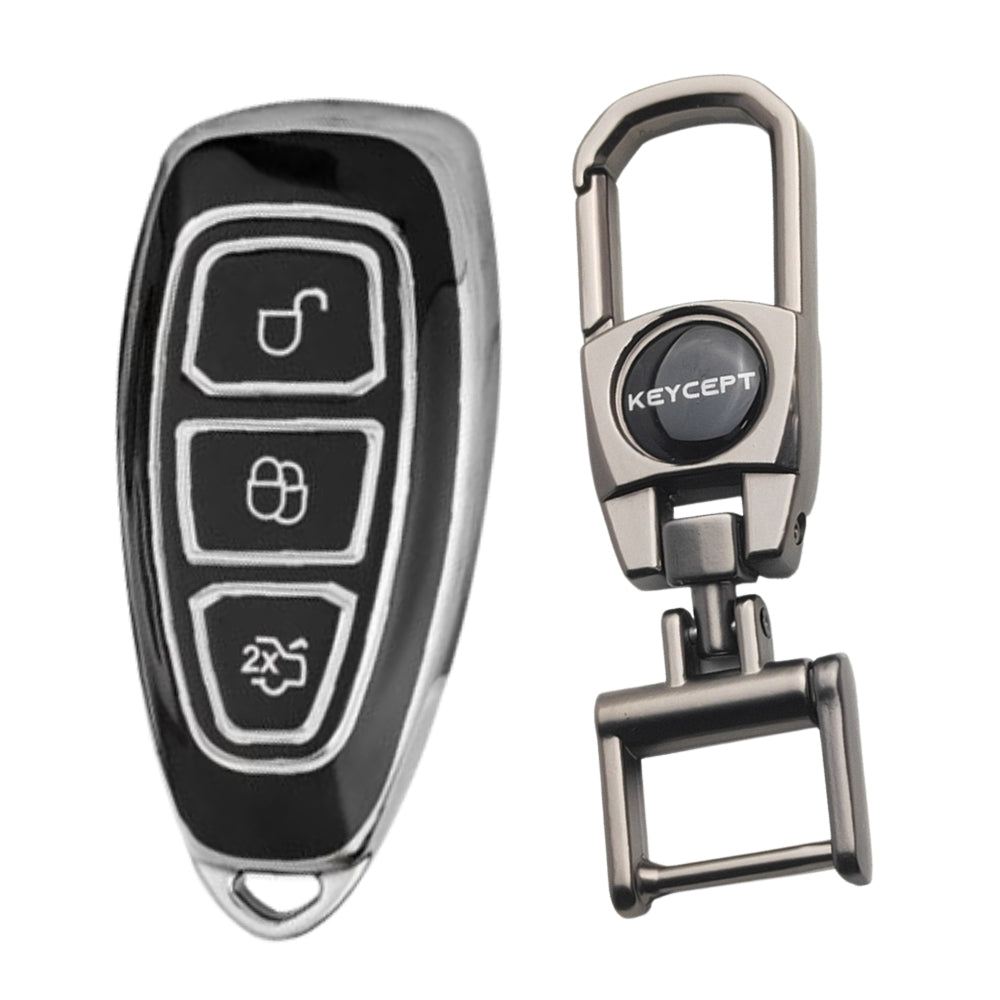 Ford Silver Line TPU Key Cover with Keychain