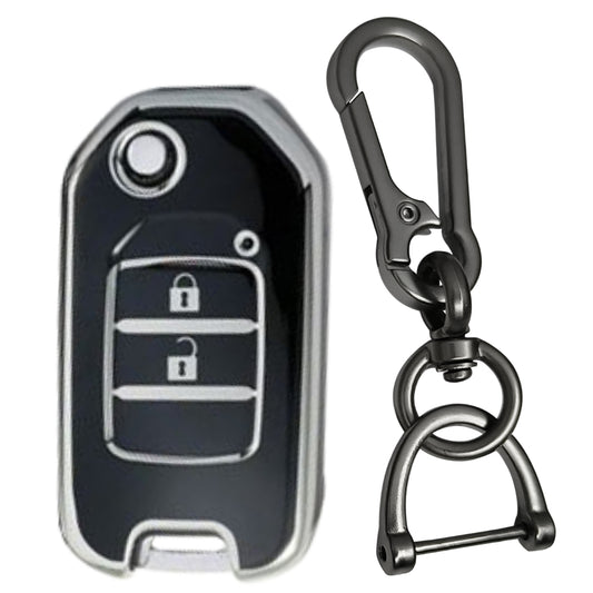 Honda Silver Line TPU Key Cover with Keychain