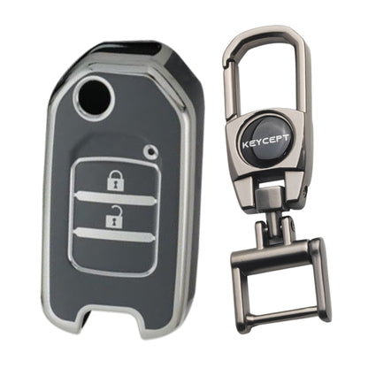 Honda Silver Line TPU Key Cover with Keychain