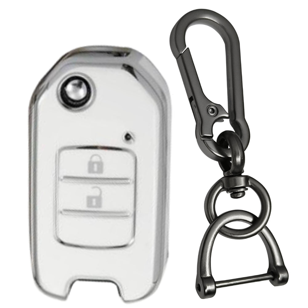 Honda Silver Line TPU Key Cover with Keychain