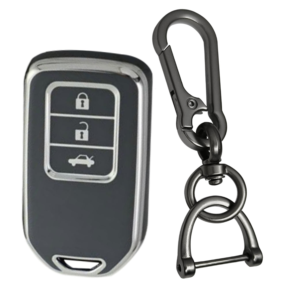 Honda Silver Line TPU Key Cover with Keychain