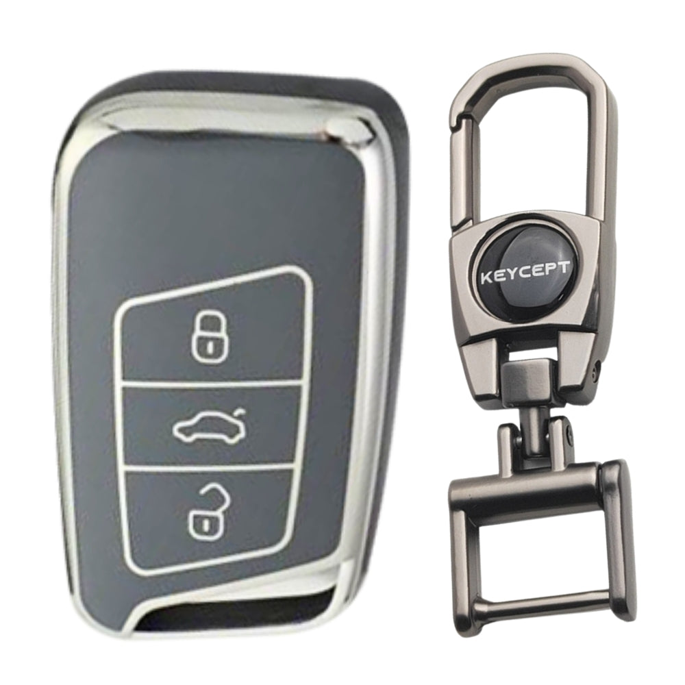 Skoda/Volkswagen Silver Line TPU Keycover with Keychain