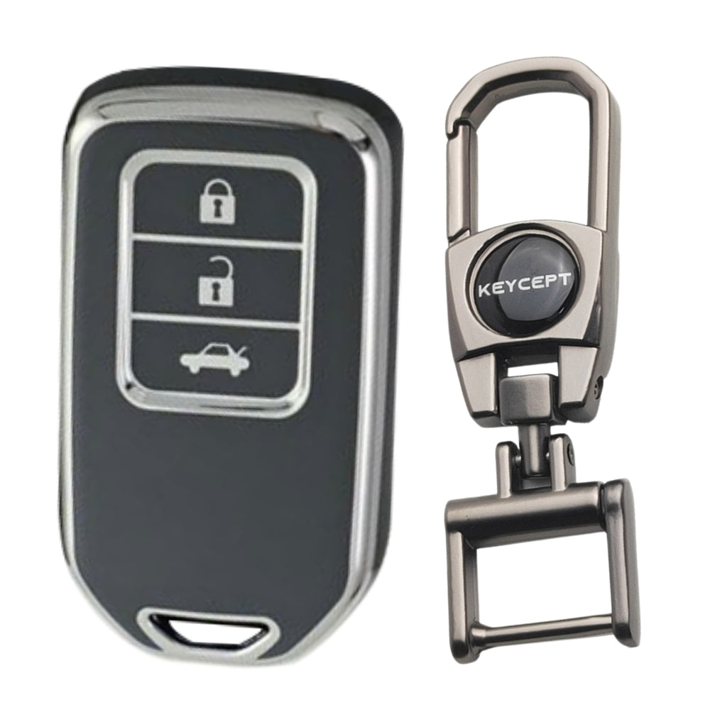 Honda Silver Line TPU Key Cover with Keychain